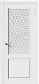 Дверь межкомнатная К "Ноктюрн-Н" Эмаль белая стекло Белое матовое Кристалл