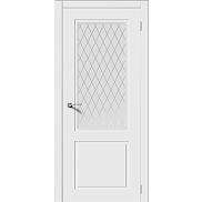 Дверь межкомнатная К "Ноктюрн-Н" Эмаль белая стекло Белое матовое Кристалл