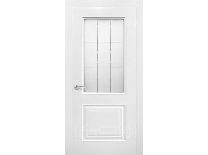 Дверь межкомнатная Роял-2 Эмаль, Белый, остекленная, сатинат белый художественный, каркасно-щитовая