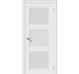 Дверь межкомнатная К "Соната-Н" Эмаль белая стекло Белое матовое Кристалл