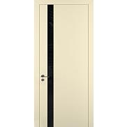 Дверь межкомнатная "К2" Матовый кремовый, стекло Лакобель чёрный, кромка - ABS
