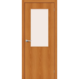 Дверь межкомнатная Гост-7 Финиш Флекс Л-12 (МиланОрех), остекленная, magic fog, кромка обычная, каркасно-щитовая