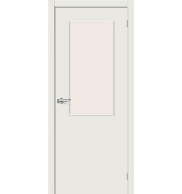 Дверь межкомнатная Гост-7 Финиш Флекс, Л-14 (Белый), остекленная, magic fog, каркасно-щитовая