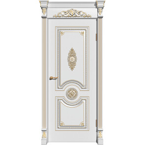 Дверь межкомнатная Олимп Эмаль Лайтбеж, патина янтарь, глухая, каркасно-щитовая