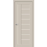 Дверь межкомнатная Браво-29 ПЭТ, Cream Silk, остекленная, magic fog, царговая