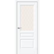 Дверь межкомнатная Неоклассик-35 ПЭТ, White Silk, остекленная, white сrystal, царговая