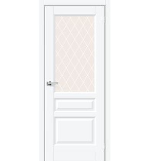 Дверь межкомнатная Неоклассик-35 ПЭТ, White Silk, остекленная, white сrystal, царговая