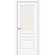 Дверь межкомнатная «Неоклассик-35» White Silk остекление White Сrystal