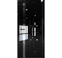Дверь межкомнатная "Платина-7"  Crystall Black вставка Лакобель белый кромка-чёрная матовая