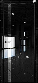 Дверь межкомнатная "Платина-7"  Crystall Black вставка Зеркало кромка-чёрная матовая