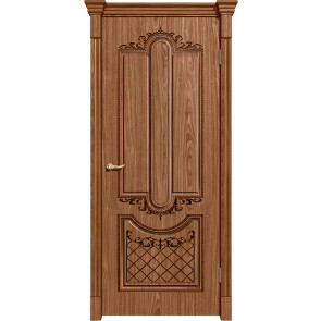 Дверь межкомнатная Муар Шпонированные Орех натуральный-2, 3D фрезеровка патина, глухая, каркасно-щитовая