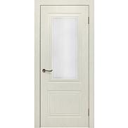 Дверь межкомнатная шпонированная "Сити-5" RAL 9001 Крем стекло Сатинато с рисунком