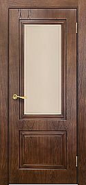 Дверь межкомнатная шпонированная "Сити-5" Тон Орех-2 стекло Сатинато бронза с рисунком