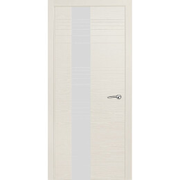 Дверь межкомнатная V-I Шпонированные Бьянко, глухая, декор лакобель белый, кромка нет, каркасно-щитовая