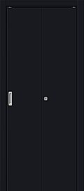 Дверь межкомнатная cкладная из ПВХ "Браво-0" Total Black глухая