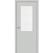 Дверь межкомнатная Браво-7 Винил Grey Pro, остекленная, wired glass 12,5, кромка abs, каркасно-щитовая