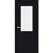 Дверь межкомнатная из ПВХ "Браво-7" Total Black остекление Wired Glass