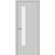 Дверь межкомнатная Браво-9 Винил Grey Pro, остекленная, wired glass 12,5, кромка abs, каркасно-щитовая