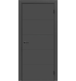 Дверь межкомнатная Порта ПТА-4 B ПЭТ, Shellac Graphite в комплекте с врезанной черной магнитной защелкой, глухая, каркасно-щитовая