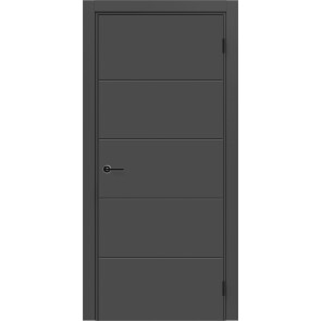 Дверь межкомнатная Порта ПТА-4 B ПЭТ, Shellac Graphite в комплекте с врезанной черной магнитной защелкой, глухая, каркасно-щитовая