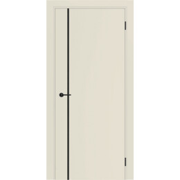 Дверь межкомнатная Порта ПТА-50.11 B ПЭТ, Shellac Cream в комплекте с врезанной черной магнитной защелкой, глухая, каркасно-щитовая