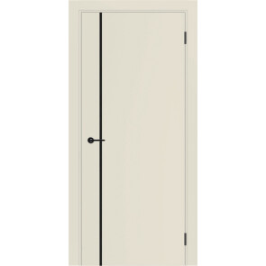 Дверь межкомнатная Порта ПТА-50.11 B ПЭТ, Shellac Cream в комплекте с врезанной черной магнитной защелкой, глухая, каркасно-щитовая