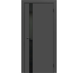 Дверь межкомнатная Порта ПТА-51 B ПЭТ, Shellac Graphite в комплекте с врезанной черной магнитной защелкой, глухая, каркасно-щитовая