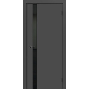 Дверь межкомнатная Порта ПТА-51 B ПЭТ, Shellac Graphite в комплекте с врезанной черной магнитной защелкой, глухая, каркасно-щитовая