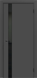 Дверь межкомнатная Порта ПТА-51 B ПЭТ, Shellac Graphite в комплекте с врезанной черной магнитной защелкой, глухая, каркасно-щитовая