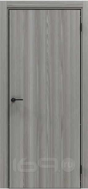 Дверь межкомнатная Порта-50 4AB Полипропилен, Grey Oak в комплекте с врезанной черной магнитной защелкой, глухая, кромка алюминиевая черная матовая, каркасно-щитовая