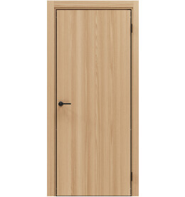 Дверь межкомнатная Порта-50 4AB Полипропилен, Natural Oak в комплекте с врезанной черной магнитной защелкой, глухая, кромка алюминиевая черная матовая, каркасно-щитовая