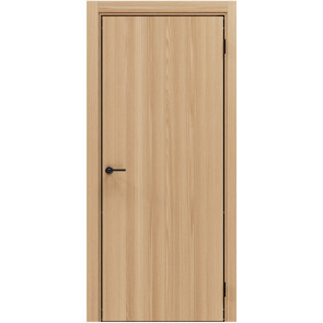 Дверь межкомнатная Порта-50 4AB Полипропилен, Natural Oak в комплекте с врезанной черной магнитной защелкой, глухая, кромка алюминиевая черная матовая, каркасно-щитовая