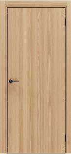 Дверь межкомнатная Порта-50 4AB Полипропилен, Natural Oak в комплекте с врезанной черной магнитной защелкой, глухая, кромка алюминиевая черная матовая, каркасно-щитовая