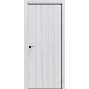 Дверь межкомнатная Порта-50 4AB Полипропилен, White Oak в комплекте с врезанной черной магнитной защелкой, глухая, кромка алюминиевая черная матовая, каркасно-щитовая