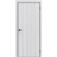 Дверь межкомнатная Порта-50 4AB Полипропилен, White Oak в комплекте с врезанной черной магнитной защелкой, глухая, кромка алюминиевая черная матовая, каркасно-щитовая