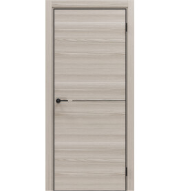 Дверь межкомнатная Порта-50.1 4AB Полипропилен, Alpik Oak в комплекте с врезанной черной магнитной защелкой, глухая, кромка алюминиевая черная матовая, каркасно-щитовая