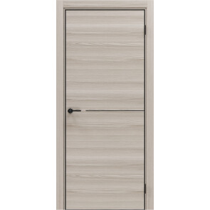 Дверь межкомнатная Порта-50.1 4AB Полипропилен, Alpik Oak в комплекте с врезанной черной магнитной защелкой, глухая, кромка алюминиевая черная матовая, каркасно-щитовая