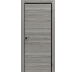 Дверь межкомнатная Порта-50.1 4AB Полипропилен Grey Oak, глухая, кромка алюминиевая черная, каркасно-щитовая