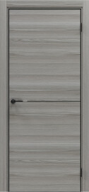 Дверь межкомнатная Порта-50.1 4AB Полипропилен Grey Oak, глухая, кромка алюминиевая черная, каркасно-щитовая