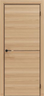 Дверь межкомнатная Порта-50.1 4AB Полипропилен, Natural Oak в комплекте с врезанной черной магнитной защелкой, глухая, кромка алюминиевая черная матовая, каркасно-щитовая