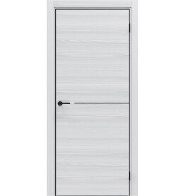 Дверь межкомнатная Порта-50.1 4AB Полипропилен, White Oak в комплекте с врезанной черной магнитной защелкой, глухая, кромка алюминиевая черная матовая, каркасно-щитовая