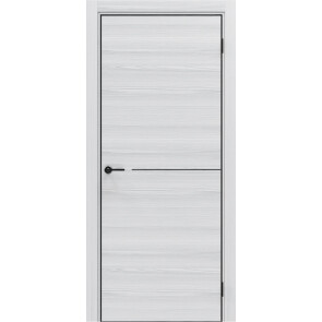 Дверь межкомнатная Порта-50.1 4AB Полипропилен, White Oak в комплекте с врезанной черной магнитной защелкой, глухая, кромка алюминиевая черная матовая, каркасно-щитовая