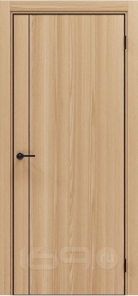 Дверь межкомнатная Порта-50.11 4AB Полипропилен, Natural Oak в комплекте с врезанной черной магнитной защелкой, глухая, кромка алюминиевая черная матовая, каркасно-щитовая