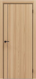 Дверь межкомнатная Порта-50.11 4AB Полипропилен, Natural Oak в комплекте с врезанной черной магнитной защелкой, глухая, кромка алюминиевая черная матовая, каркасно-щитовая
