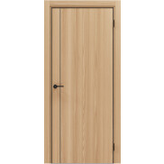 Дверь межкомнатная Порта-50.11 4AB Полипропилен, Natural Oak в комплекте с врезанной черной магнитной защелкой, глухая, кромка алюминиевая черная матовая, каркасно-щитовая