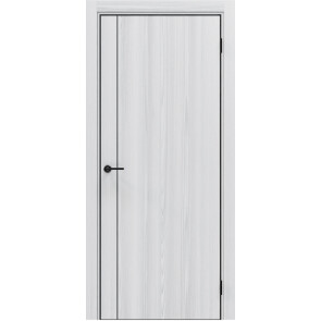 Дверь межкомнатная Порта-50.11 4AB Полипропилен, White Oak в комплекте с врезанной черной магнитной защелкой, глухая, кромка алюминиевая черная матовая, каркасно-щитовая