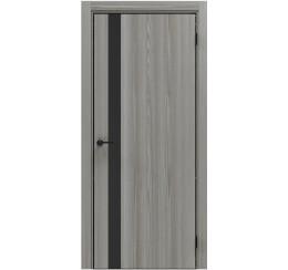 Дверь межкомнатная Порта-51 4AB Полипропилен Grey Oak, глухая, декор black star, кромка алюминиевая черная, каркасно-щитовая