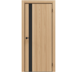 Дверь межкомнатная Порта-51 4AB Полипропилен Natural Oak, глухая, декор black star, кромка алюминиевая черная, каркасно-щитовая