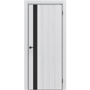 Дверь межкомнатная Порта-51 4AB Полипропилен White Oak, глухая, декор black star, кромка алюминиевая черная, каркасно-щитовая