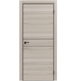 Дверь межкомнатная Порта-52 4AB Полипропилен, Alpik Oak в комплекте с врезанной черной магнитной защелкой, глухая, кромка алюминиевая черная матовая, каркасно-щитовая